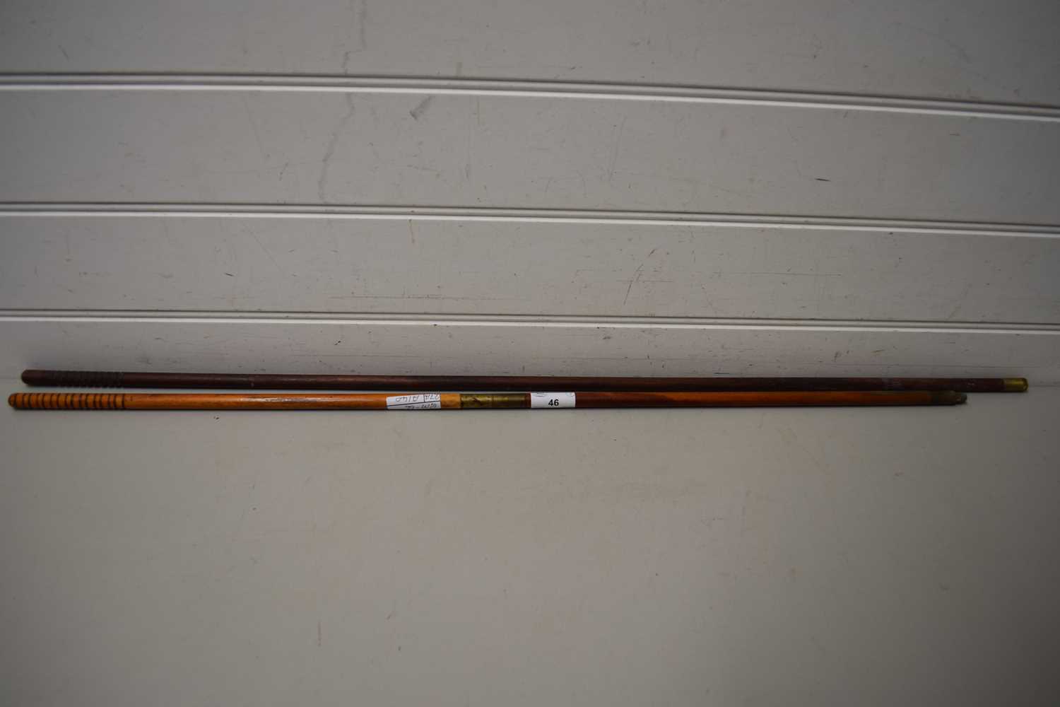 TWO WOODEN GUN CLEANING RODS