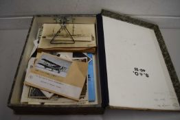 BOX FILE CONTAINING VARIOUS BLACK AND WHITE POSTCARDS, COPY OF LADY CHATTERLEY'S LOVER AND VARIOUS