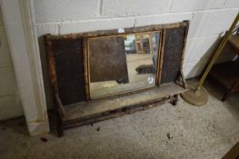VICTORIAN BAMBOO FRAMED OVERMANTEL MIRROR, 97CM WIDE