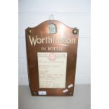 VINTAGE COPPER MOUNTED WORTHINGTON ALES WALL MOUNTED MENU HOLDER