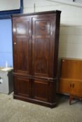 VERY LARGE GEORGE III MAHOGANY FOUR DRAWER CORNER CUPBOARD