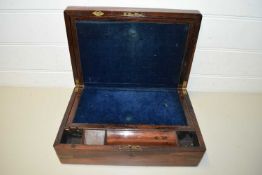 VICTORIAN ROSEWOOD WRITING BOX WITH FITTED INTERIOR