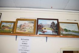 MIXED LOT : THREE VARIOUS CONTEMPORARY OIL ON BOARD STUDIES TO INCLUDE ALSTON, STUDY OF A COUNTRY