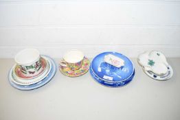 MIXED LOT VARIOUS ASSORTED CERAMICS TO INCLUDE COPENHAGEN PLATE, ROYAL WINTON SWEET PEA CUP AND