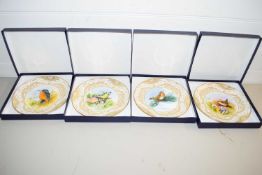 FOUR MODERN ROYAL WORCESTER COLLECTORS PLATES DECORATED WITH BRITISH BIRDS AND GILT DETAIL