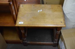 SMALL OAK JOINT STOOL ON TURNED LEGS, 45CM WIDE