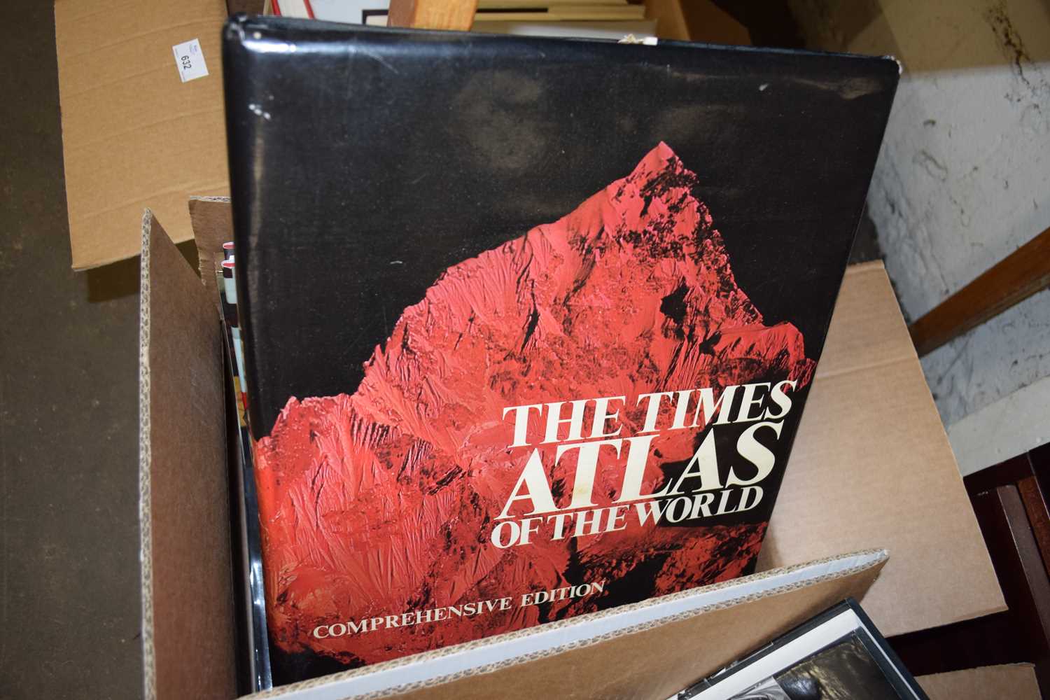 ONE BOX OF MIXED BOOKS TO INCLUDE TIMES ATLAS OF THE WORLD