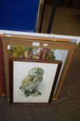 MIXED LOT OF FOUR PICTURES TO INCLUDE RORY KENT, WATERCOLOUR STUDY OF A LOCOMOTIVE PLUS FURTHER