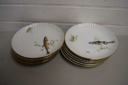 QUANTITY OF FRENCH PLATES DECORATED WITH FISH