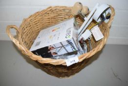 BASKET CONTAINING VARIOUS ELECTRICAL LIGHT SWITCHES, LIGHT FITTINGS ETC