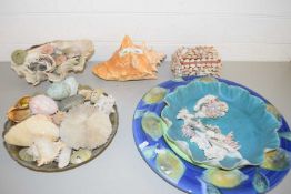 MIXED LOT OF SEASHELLS, DEBENHAMS FRUIT BOWL ETC