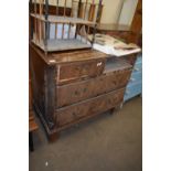 18TH CENTURY WALNUT CHEST OF DRAWERS, (LACKING ONE DRAWER)