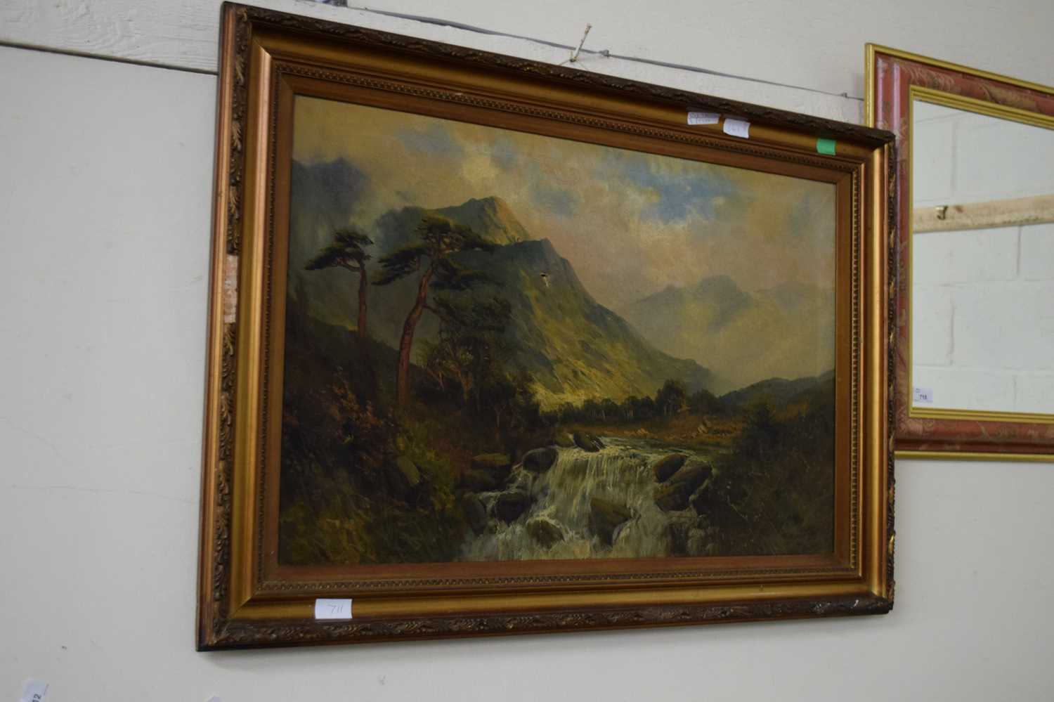 PAIR OF 19TH CENTURY STUDIES, SCOTTISH LOCH AND UPLAND SCENE WITH RIVER, OIL ON CANVAS, GILT - Image 2 of 2