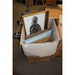 BOX OF MIXED FRAMED PRINTS, REPRODUCTION MAPS ETC