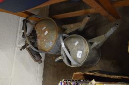 TWO GALVANISED WATERING CANS AND A BLOW TORCH