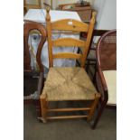 PINE FRAMED RUSH SEAT LADDERBACK CHAIR