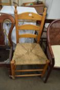 PINE FRAMED RUSH SEAT LADDERBACK CHAIR