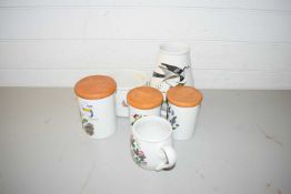 MIXED LOT OF PORTMEIRION STORAGE JARS, VASE AND OTHER ITEMS