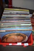 ONE BOX ASSORTED RECORDS TO INCLUDE ABBA ETC