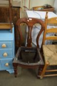 SINGLE VICTORIAN MAHOGANY BALLOON BACK CHAIR FRAME (LACKING SEAT)