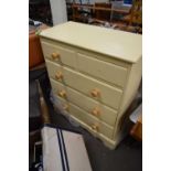 CREAM PAINTED PINE CHEST OF FIVE DRAWERS