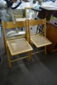 PAIR OF CANE SEATED FOLDING CHAIRS