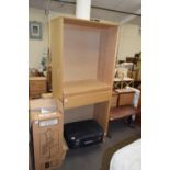 MODERN LIGHT OAK EFFECT BOOKCASE CABINET, 184CM HIGH