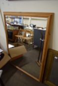 LARGE PINE FRAMED BEVELLED WALL MIRROR