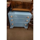 BLUE PAINTED THREE DRAWER CHEST