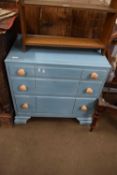 BLUE PAINTED THREE DRAWER CHEST