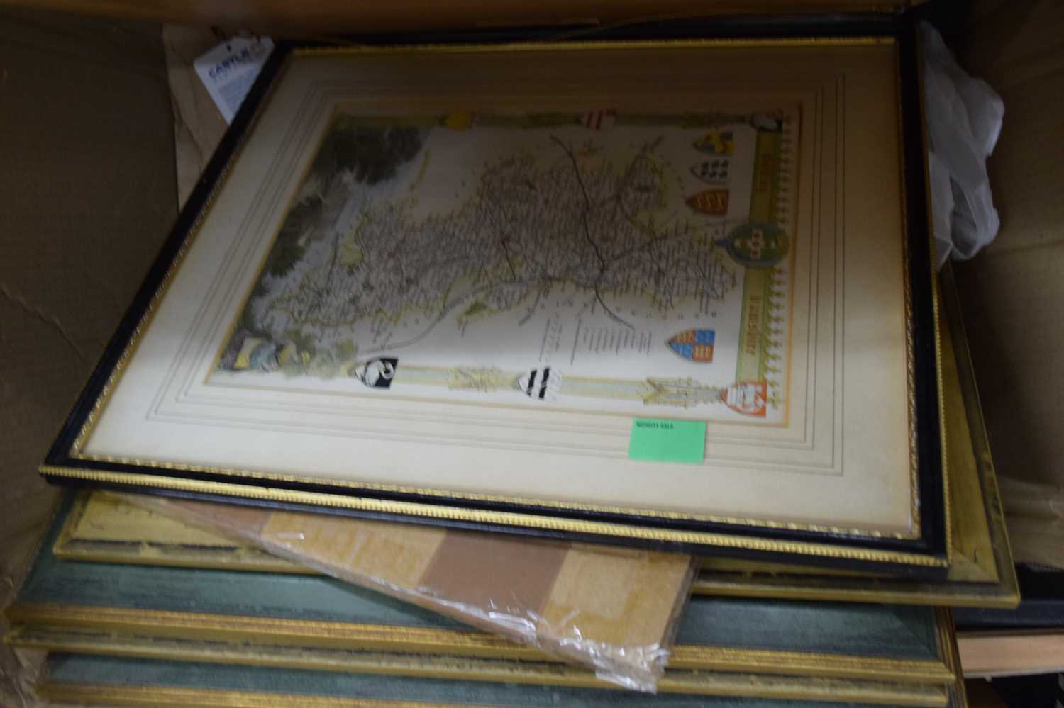ONE BOX VARIOUS FRAMED PRINTS, COLOURED MAPS ETC - Image 3 of 5