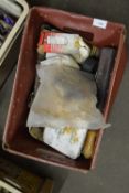 BOX OF VARIOUS TOOLS AND WORKSHOP SUNDRIES