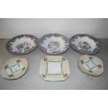 MIXED LOT: CZECHOSLOVAKIAN FLORAL DECORATED SIDE PLATES, COPELAND FLORAL DECORATED BOWLS