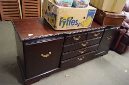 MODERN DARK WOOD TWO-DOOR FIVE DRAWER SIDEBOARD