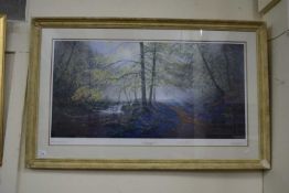 MAURICE BISHOP, BLUEBELL PATHS ALONG THE LYNN, COLOURED PRINT, F/G