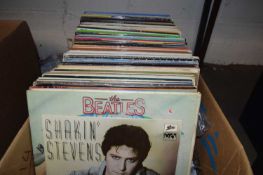 ALBUM OF VARIOUS RECORDS TO INCLUDE THE BEATLES, SHAKIN STEVENS ETC