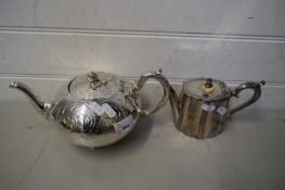 TWO VICTORIAN SILVER PLATED TEA POTS