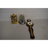 MIXED LOT: TWO MODERN MANTEL CLOCKS AND A FURTHER MODERN BAROMETER