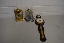 MIXED LOT: TWO MODERN MANTEL CLOCKS AND A FURTHER MODERN BAROMETER