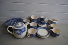 QUANTITY OF WEDGWOOD VINTAGE BLUE TEA WARES PLUS FURTHER PLATES