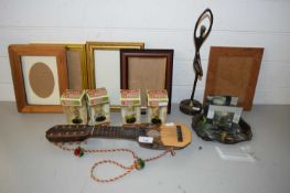 MIXED LOT: VARIOUS PICTURE FRAMES, BOBBLE BUDDIES DAD'S ARMY FIGURES, MINIATURE GUITAR ETC