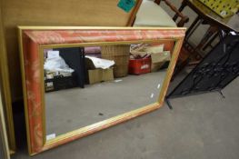 RECTANGULAR WALL MIRROR IN RED JAPANNED FINISH FRAME