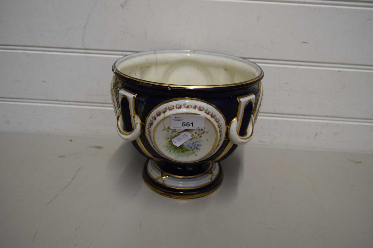 EARLY 20TH CENTURY CRESCENT WARE JARDINIERE (A/F)