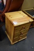 MODERN PINE THREE DRAWER BEDSIDE CABINET