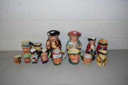 COLLECTION OF VARIOUS SMALL TOBY AND CHARACTER JUGS