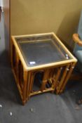 NEST OF BAMBOO FRAMED OCCASIONAL TABLES