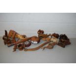 COLLECTION OF VARIOUS WOODEN MODEL ANIMALS, NAPKIN RINGS AND OTHER ITEMS