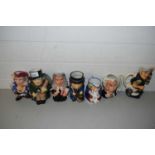 MIXED LOT: CHARACTER JUGS TO INCLUDE A VICTORIAN LUSTRE FINISH TOBY JUG