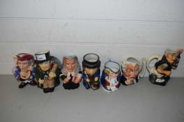 MIXED LOT: CHARACTER JUGS TO INCLUDE A VICTORIAN LUSTRE FINISH TOBY JUG