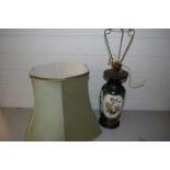 19TH CENTURY FLORAL DECORATED VASE CONVERTED TO A TABLE LAMP